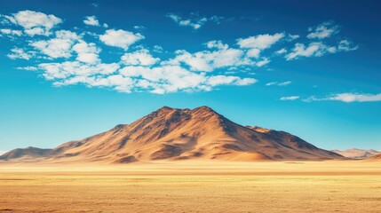 Naklejka premium African mountain range in the distance under a blue sky, with space for copy in the sky
