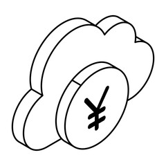 A colored design icon of cloud currency 