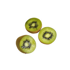 Fototapeta premium Three Kiwi Fruit Halves Isolated on White Background