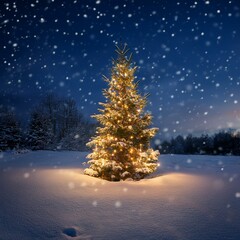 christmas tree in the snow