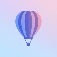Obraz premium This design showcases a minimalist hot air balloon icon rendered in gentle pastel colors against a calming backdrop, evoking tranquility. Generative AI