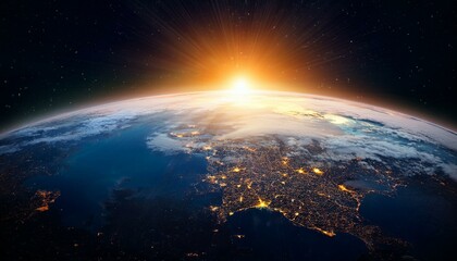 Obraz premium earth from space during sunrise