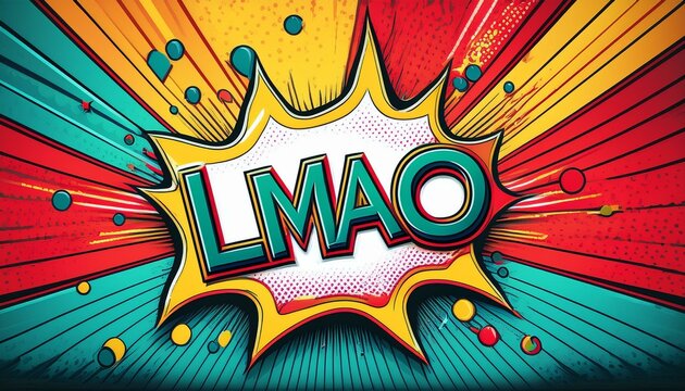 exciting pop art background with lmao text bold patterns dynamic graphics colorful 