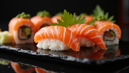  Deliciously crafted sushi rolls ready to be savored