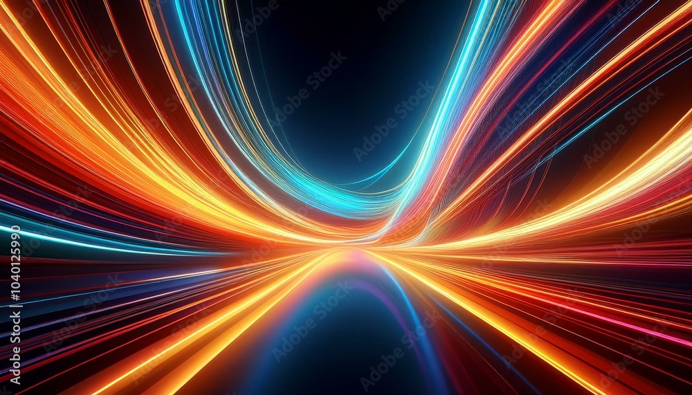 Wall mural glowing abstract lines in dynamic motion