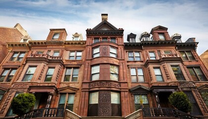 Fototapeta premium historic brownstone with detailed masonry