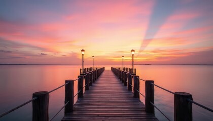 Obraz premium Sunset serenity on the pier