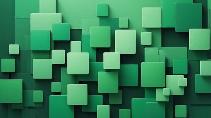 Fototapeta premium Modern Minimalist Green Abstract Background with 3D Geometric Squares