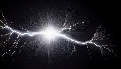pure white lightening on a plain black background sharp and thin