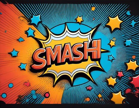 playful pop art background with smash text dynamic patterns comic book style colorful  - Powered by Adobe