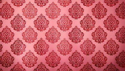 red damask pattern on pink background vintage wallpaper with retro design background texture for fashion and home