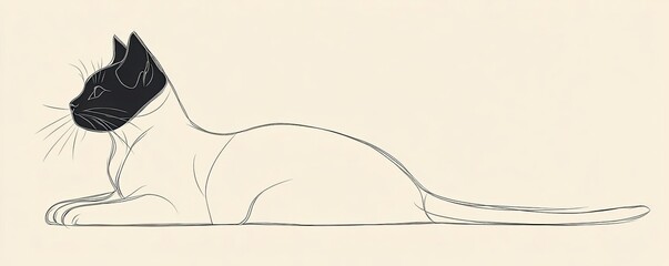 A minimalist line drawing of a cat, capturing its essence with few lines