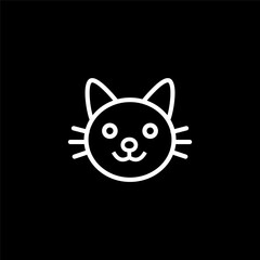 outline cute adorable rounded circular cat head logo vector illustration, pet shop logo