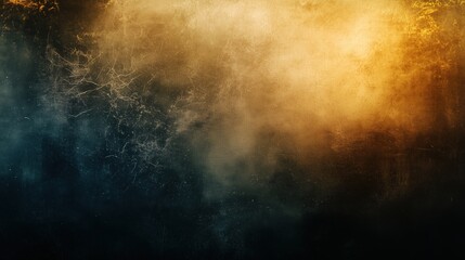 Obraz premium A captivating abstract grunge background featuring dust and scratches with dark and golden lighting. The ultra-realistic texture highlights a sense of vintage wear and tear, giving the scene an aged a