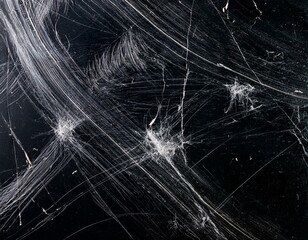 scratches and white dust on a dark background the appearance of grime on glass