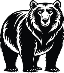 Fototapeta premium Bear silhouette black and white template