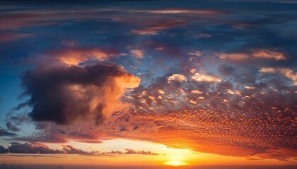 Fototapeta premium sky replacement with morning sunrise and cloudy reddish glow extreme close up