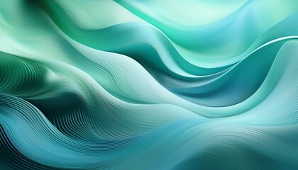Obraz premium smooth gradient waves in light blue and mint green reflected