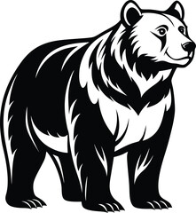 Bear silhouette black and white template