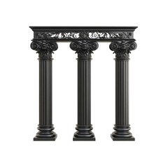 Three Black Roman Columns with Ornate Capitals