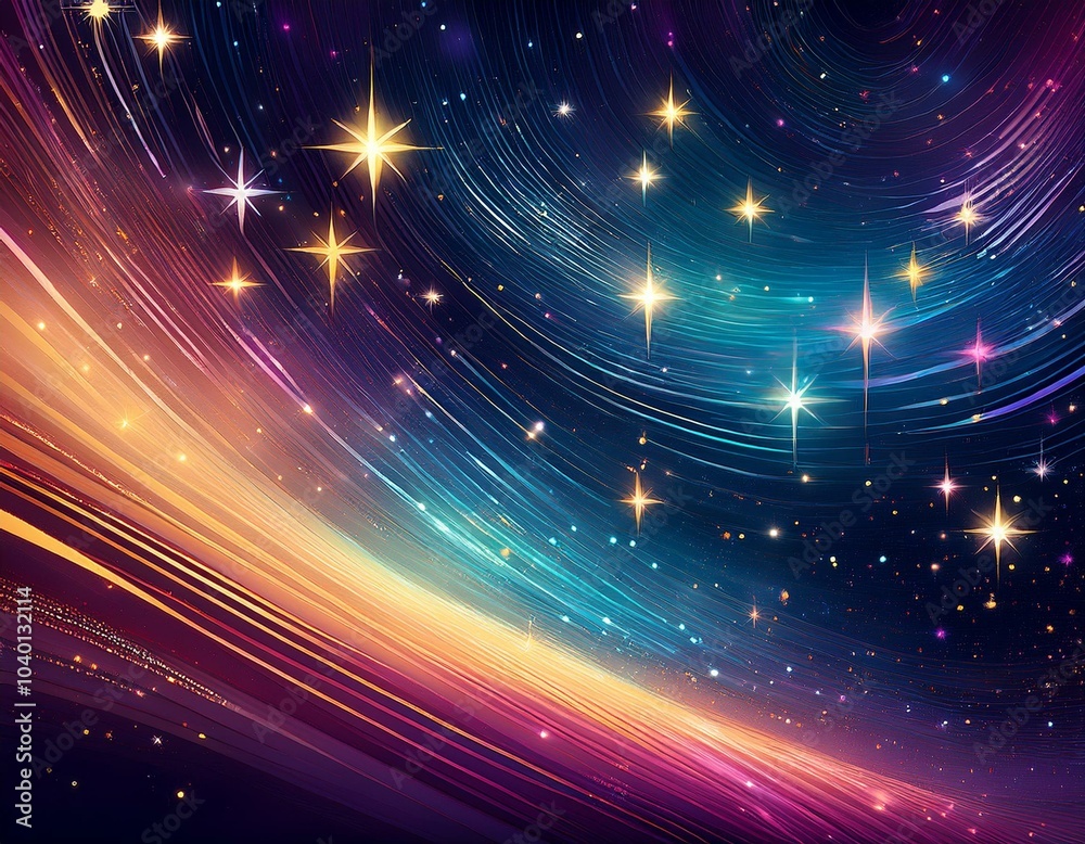 Sticker tilted angle abstract background with twinkling stars
