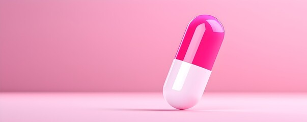 Airy Pastel Pink Medication Capsules Floating Elegantly - Minimalist Aesthetic with Clean Backdrop for Health and Wellness Themes