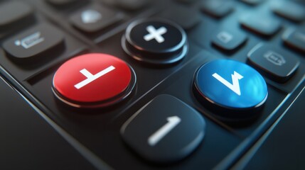 Fototapeta premium decide to choose to vote check right and wrong marks on a laptop, yes or no decisions. concept of business options for difficult situations, symbols true and false, dilemma. Select the wrong mark sig