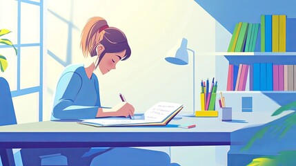 Focused student engaged in study