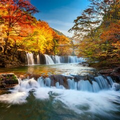 Obraz premium waterfall in autumn with trees