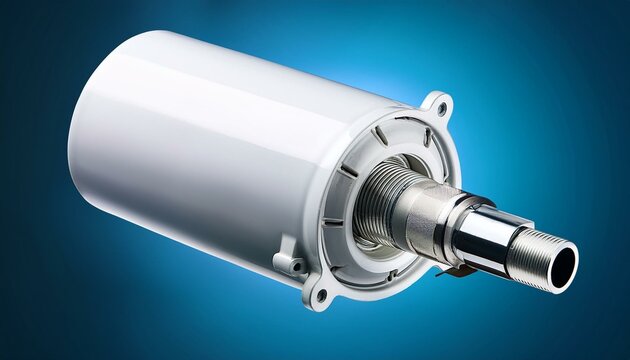 white catalytic converter and lambda sensor on gradient background