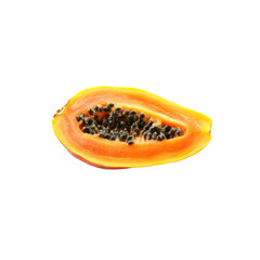 Half a Ripe Papaya Isolated on White Background