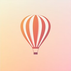 Naklejka premium A stylish hot air balloon icon showcases a clean, minimalistic design with smooth curves and elegant colors, evoking a sense of adventure. Generative AI