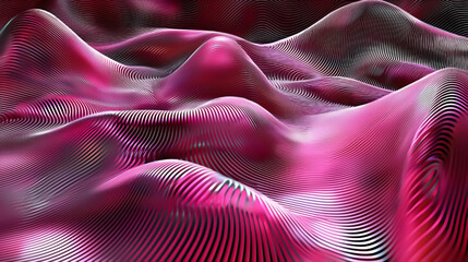 Naklejka premium Vibrant Abstract Digital Art featuring Pink and Black Wavy Stripes and Curves