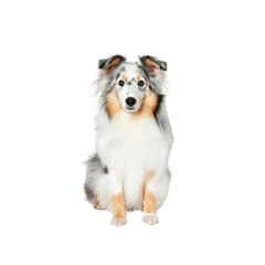 Fototapeta premium Cute Blue Merle Shetland Sheepdog Sitting and Looking at the Camera