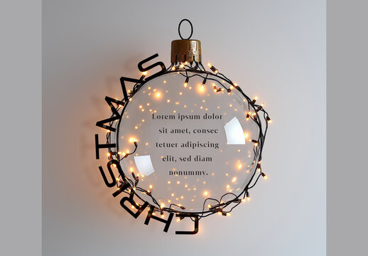 Festive String Lights With Christmas Ball Layout For Social Media, Generative ai