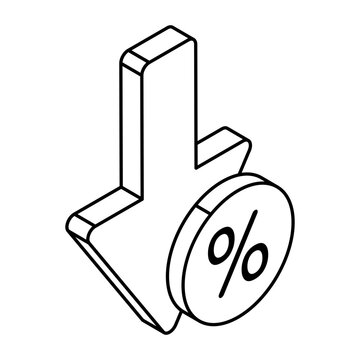 An icon design of percentage decrease 