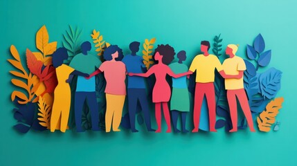 Obraz premium Diversity workplace inclusivity world day cultural multicultural multiracial inclusive friendly cohesive teamwork paper cut out colourful