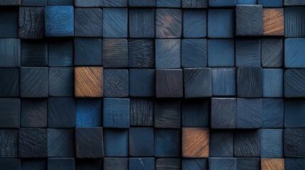 Navy and Black Wood Block Design, sleek and modern wall backdrop for digital devices, ultra high resolution, perfect for stylish personalization