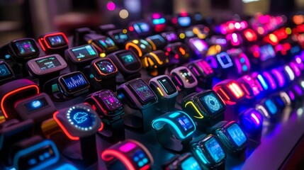 An impressive array of advanced wearables showcasing innovative health tech and biometric monitoring features