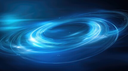 Dynamic swirling lines of light on a futuristic dark blue tech background