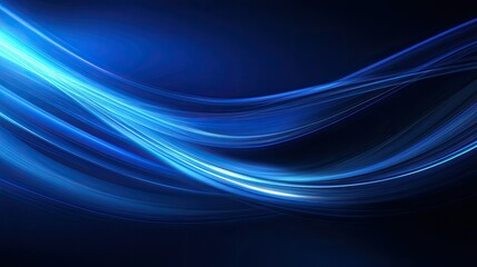 Dynamic swirling lines of light on a futuristic dark blue tech background