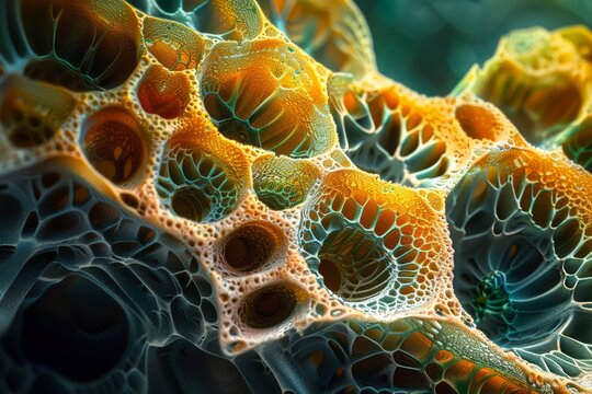 Pollen Wall Structure: A close-up of the intricate wall structure of a pollen grain, highlighting the exine and intine layers