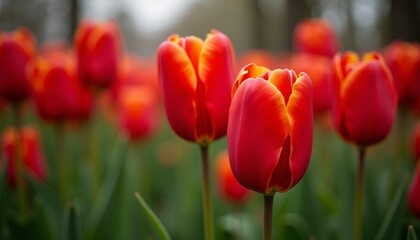 Fototapeta premium Vibrant tulips in bloom a symbol of springs arrival