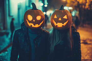 Naklejka premium Young and diverse group of kids in halloween costumes generative ai concept