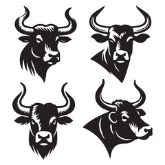 Black cow  Head Silhouette Vector for Logos and Branding isolated background, Ai generated