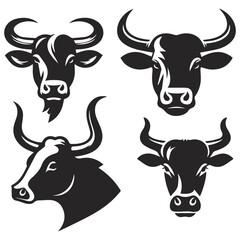 Black cow  Head Silhouette Vector for Logos and Branding isolated background, Ai generated