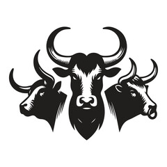Black cow  Head Silhouette Vector for Logos and Branding isolated background, Ai generated