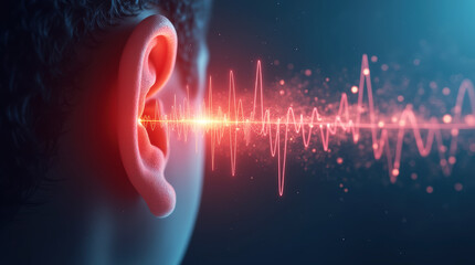 Diagram Showing Sound Waves Traveling Through the Ear Structure to the Brain