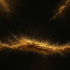 Golden dust sparkles against a black background