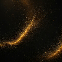 Golden dust sparkles against a black background